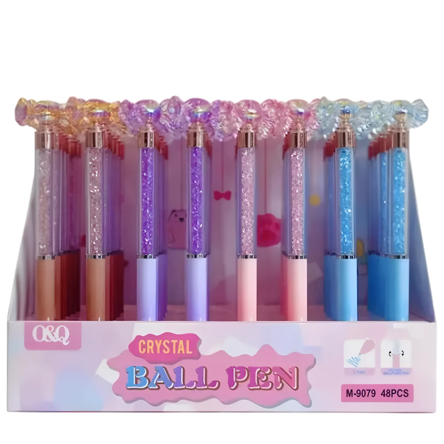 20Pcs/Lot Cute Kawaii Paw Unicorn Bear Crystal Rotate Ballpoint Pens Blue Ink Pen School Office Signature Pen School Stationery