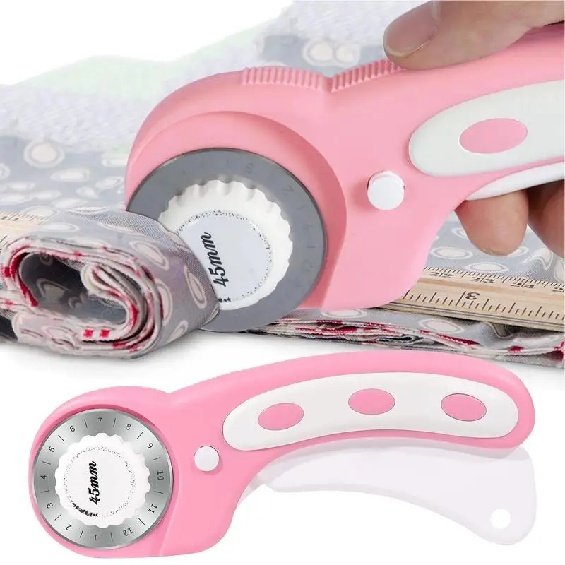 45 MM Rotary Cutter Precision Fabric Cutting Rotary Cutters 45 MM Quick Change Ergonomic Handle Rolling Cutter Safety Button