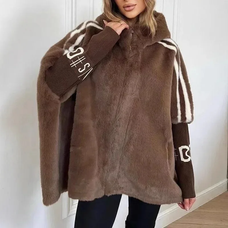 

Women's Short Mink Coat with Stand Collar, Loose Fit, Slimming, Autumn and Winter New Faux Fur Baseball Jacket