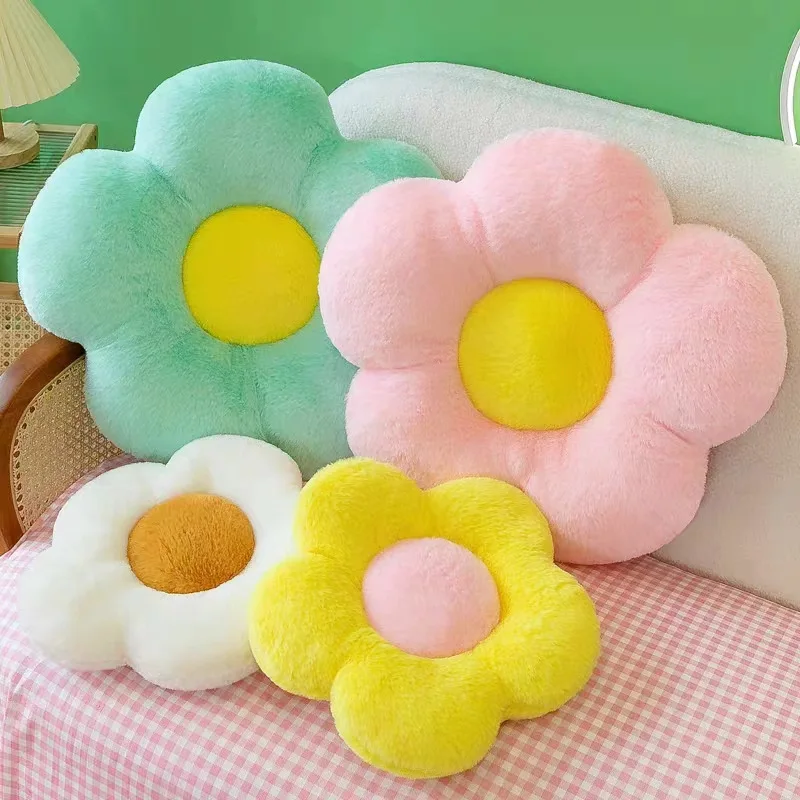 Circular Flower Cushion with Soft Nap - Thick Winter Chair Cushion for Office, Classroom, Couch, Bedroom Floor Decor