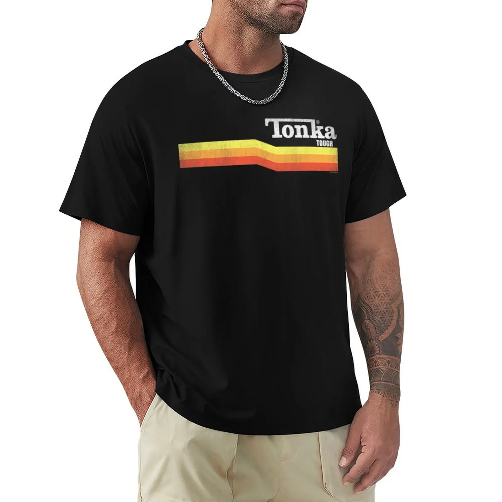 Camiseta deportiva de manga corta de algodón con rayas Tonka Tonka Tough