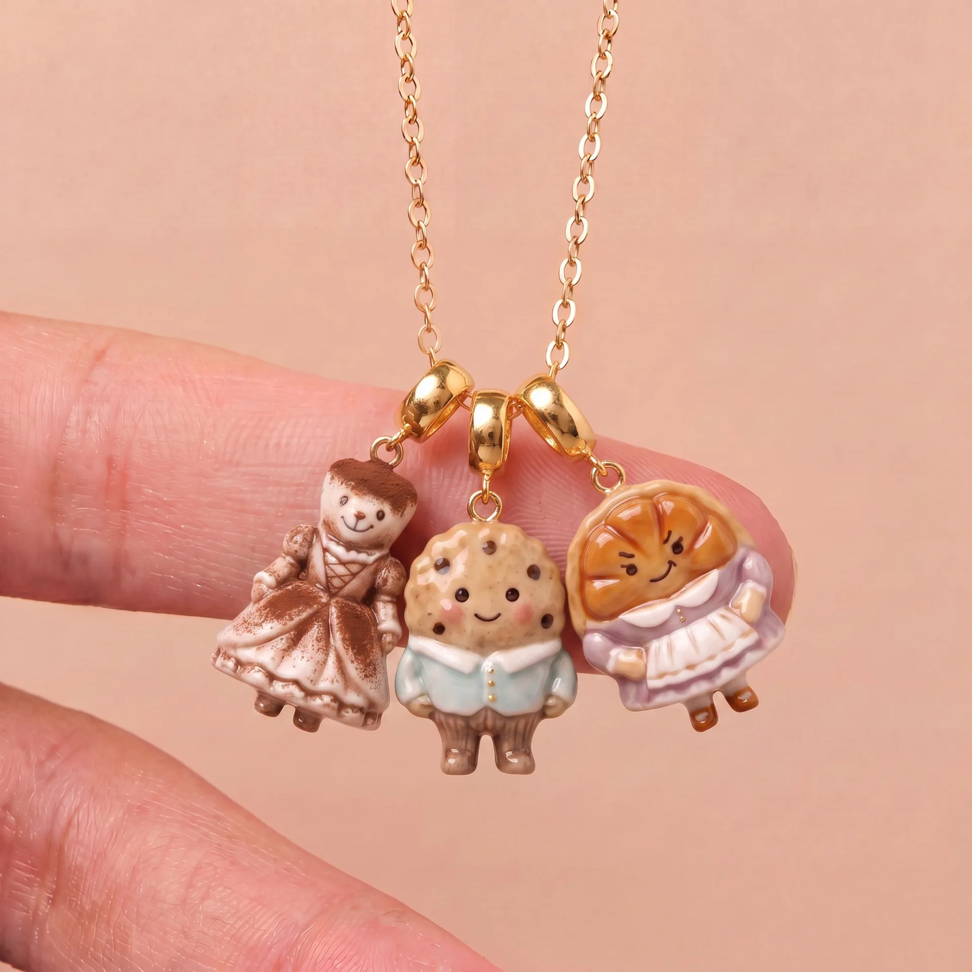 New Cartoon Dessert Series Pendant Copper Plate Gold Charms Antique Jewelry Making DIY Handmade Craft Wholesale