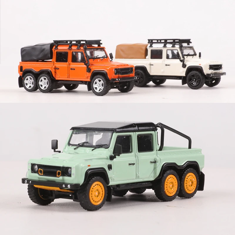 GCD 1:64 Land Rover Defender 6x6 ordinary Green /Orange/White RHD Diecast Model Car