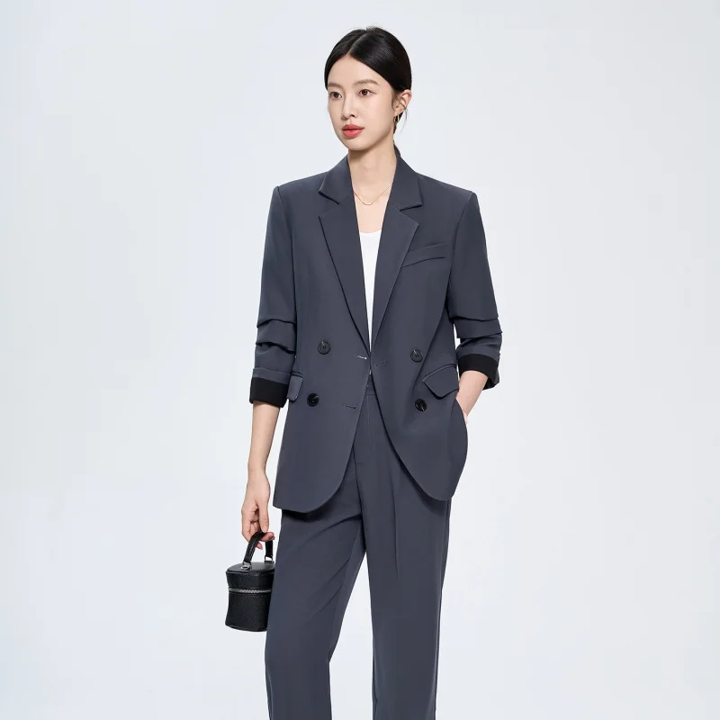Black professional suit for women, spring and autumn, suitable for college students, white-collar workers, office interviews, fo