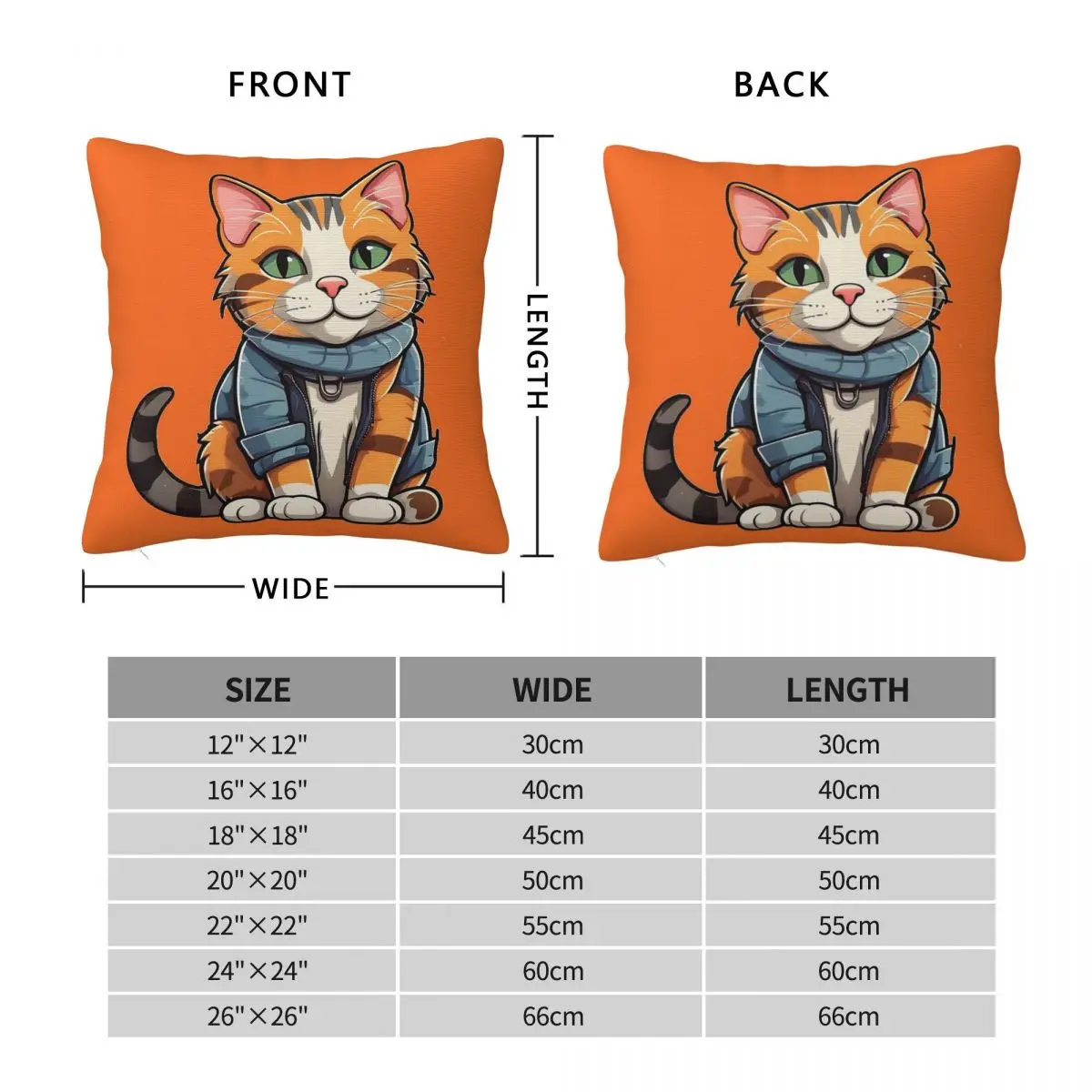 Street Cat Orange Blue Square Pillowcase Polyester Linen Velvet Printed Zip Decorative Pillow Case Car Cushion Cover 45x45