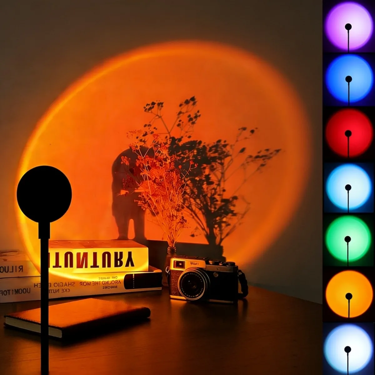 Colorful Sunset Light, LED Projection Light, USB Light, Indoor Holiday Decoration Light, Suitable for Walls and Ceilings