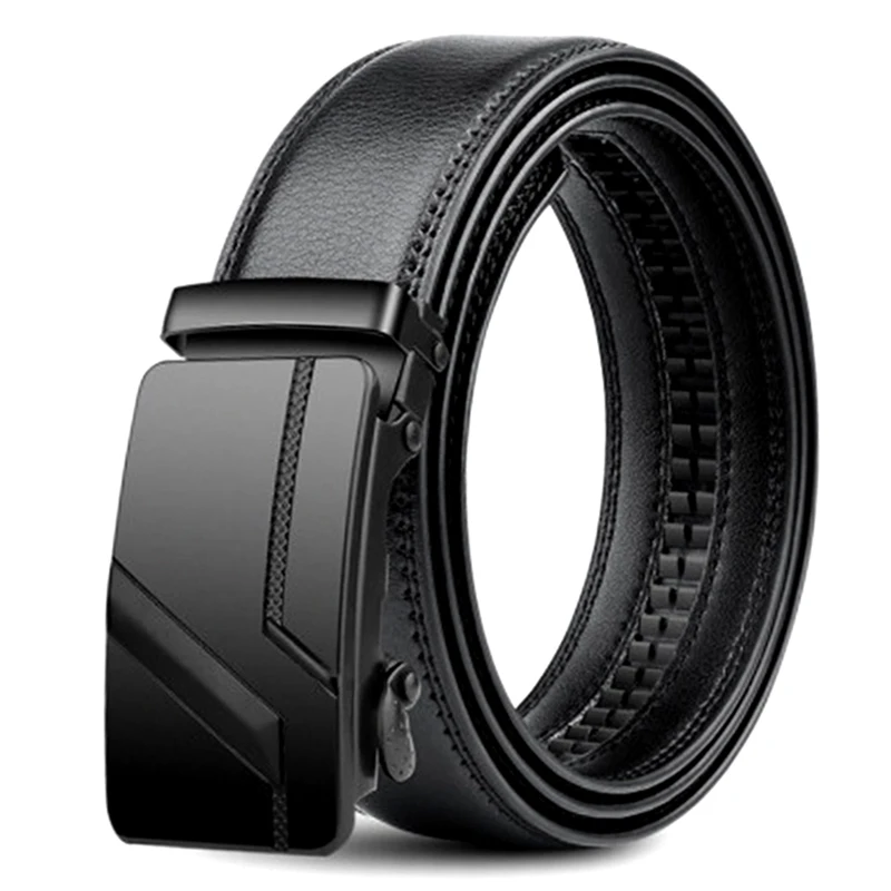 

105 150 140 130 160 170cm Large Plus Size Men's Belt PU Brand Fashion Automatic Simple Buckle Black PU Leather Belt 3.5cm Width