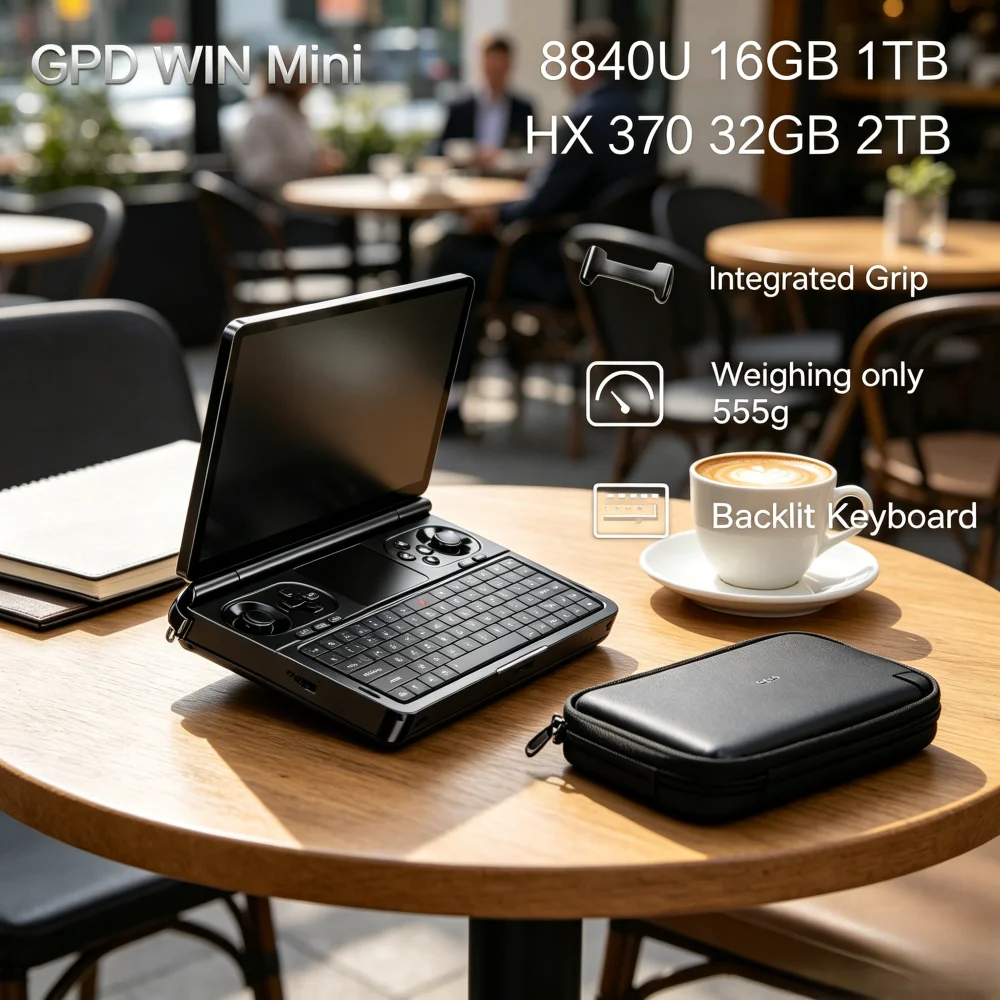 

GPD WIN Mini Pocket Game Console Portable Mini Gaming Laptop Office Game Handheld Lightweight 32GB RAM 2TB PCIE4.0 Mini AMD AI 9