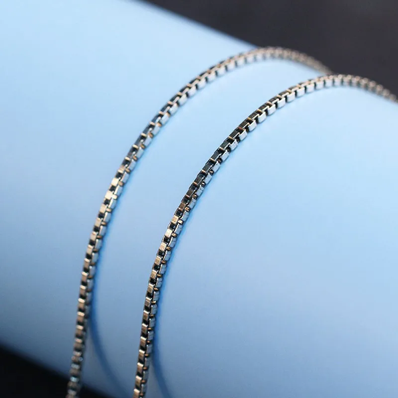 

BOCAI New Real 925 Silver Fashion Box Chain Personalized Jewelry Accessories Collarbone Chain Trendy Women's Necklace