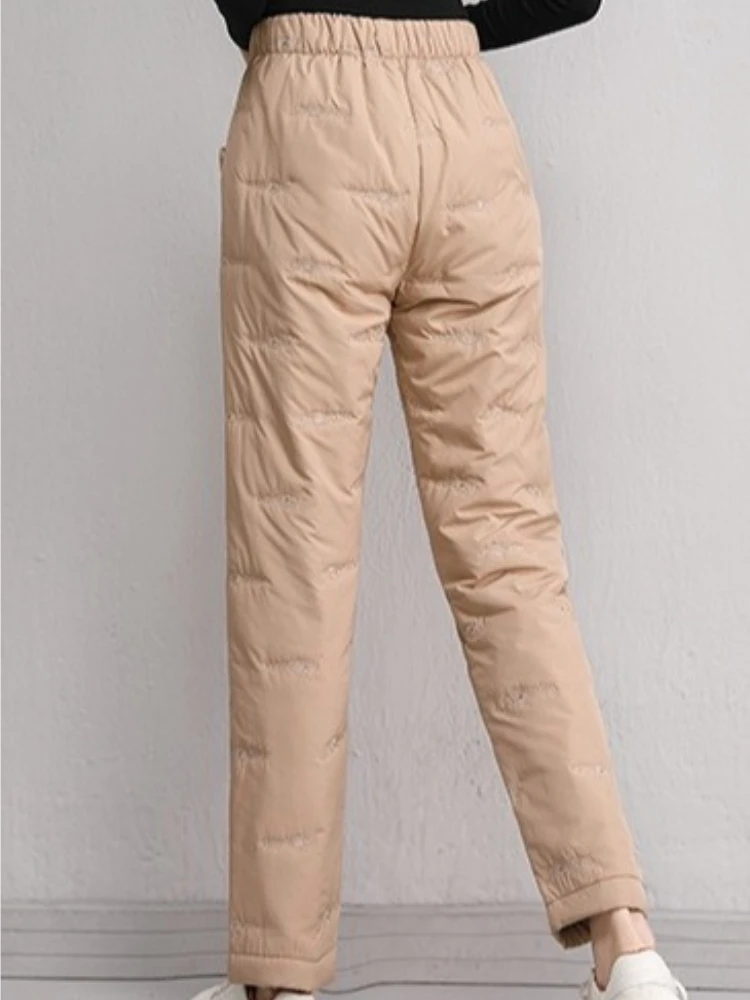 Winter Women Down Cotton Pants Thicked Thermal Quilted Trousers Middle Aged Elderly Loose Mama Warm Sweatpants Female Clothing