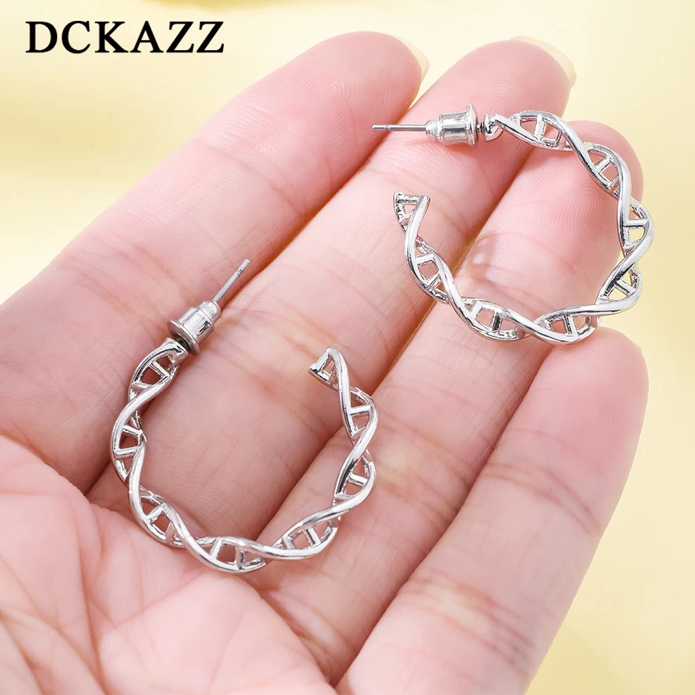 DCKAZZ Round DNA Stud Earrings Luxury French Style Exaggerated Exquisite Casual Office Commuting Women Jewelry Accessories Gift