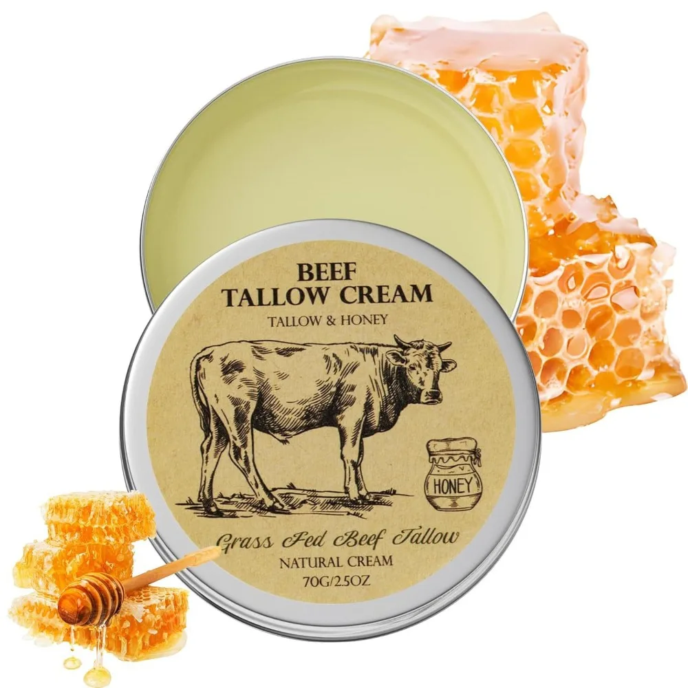 

Natural Organic Beef Tallow Balm Whole Body Care Hydrating Face Cream Face Care Raw Honey Moisturizing Cream For All Skin Types