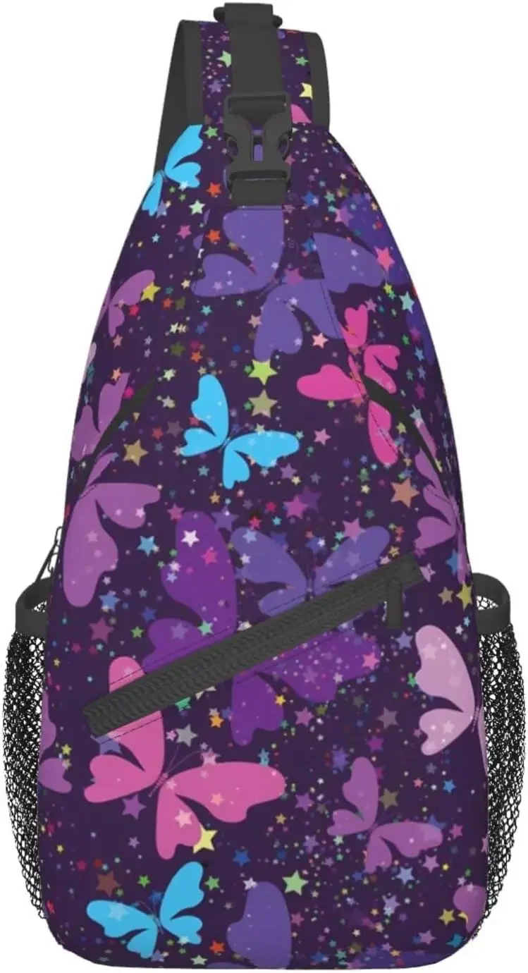 Bright Fantasy Starry Sky Sling Backpack Crossbody Sling Bag Travel Chest Daypack Hiking Shoulder Bag for Adult