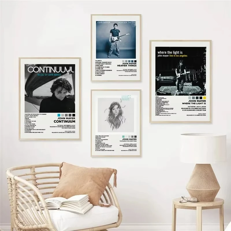 Nuevo cartel de John Mayer donde la luz es portada de álbum de música, impresiones de carteles, pintura en lienzo, imagen artística de pared, decoración del hogar para sala de estar