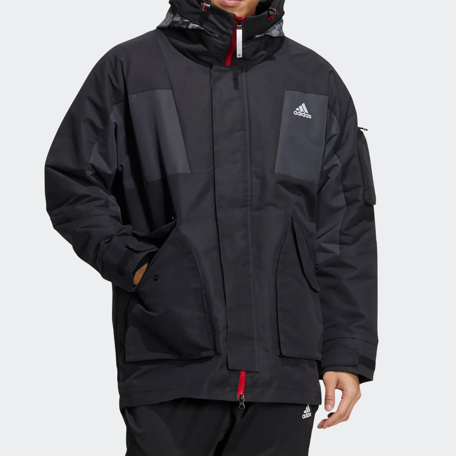 

Оригинальная мужская повседневная теплая флисовая куртка с капюшоном Adidas HC0275