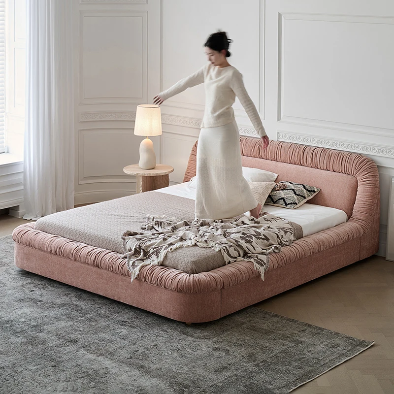 For Home Modern Latest Designer Upholstered Bed Set Furniture Bedroom Elegant Fancy Soft King Bed