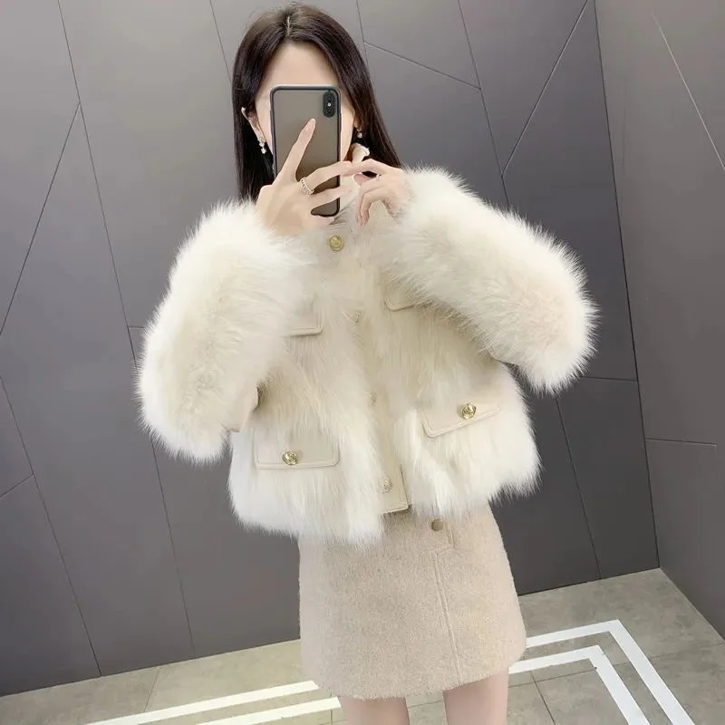 Women Faux Fox Fur Coat New Xiaoxiangfeng Fur Coats Lady Short Style Fur Versatile Fashionable Top