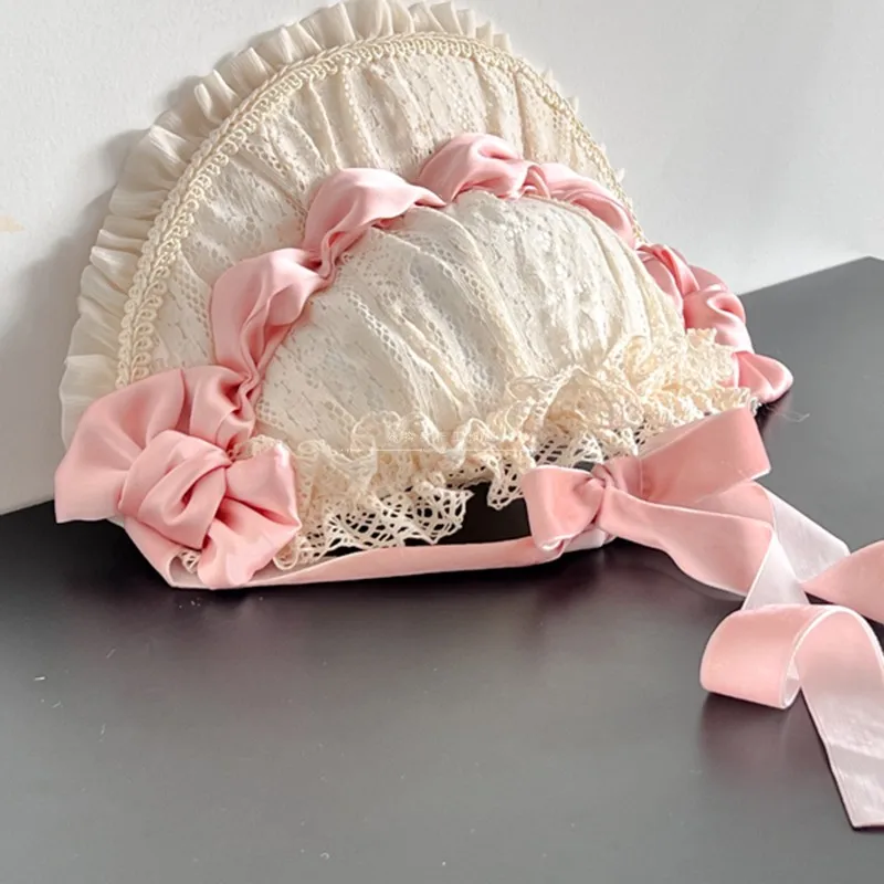 Original Handmade Generate Color Lace Lolita Antique Flat Hat BNT Wave Knight Cute Harajuku Cap