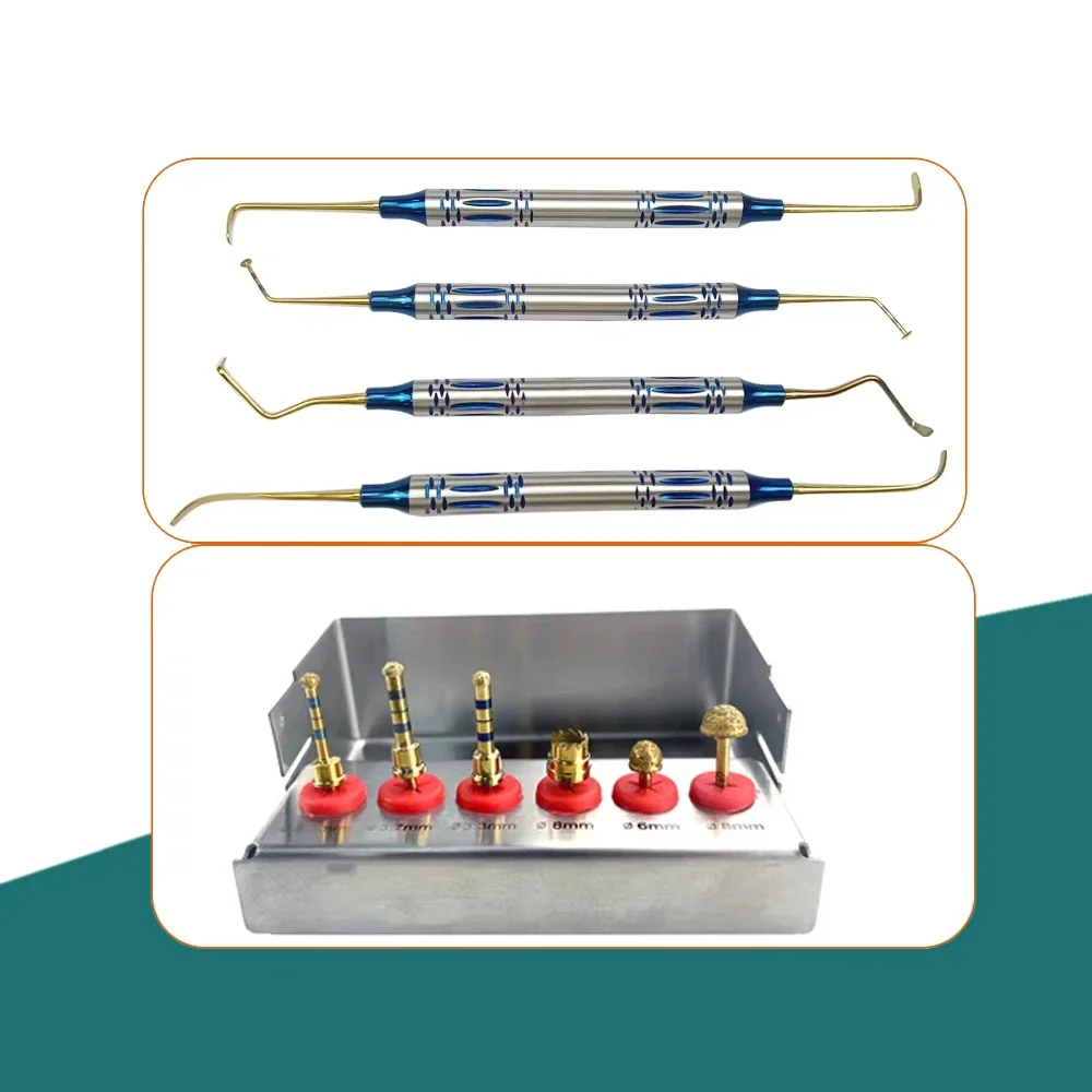 

Dental Implant Sinus Lift Membrane Kit with Diamond Burs for Maxillary Bone Grafting Elevation Surgery Tool