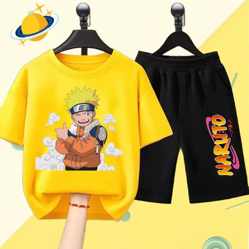 Cartoon Anime Naruto Kids t-shirt Set ragazzi ragazze Blazer Casual pantaloncini a maniche corte Harajuku stampato baby shirt estate y2y