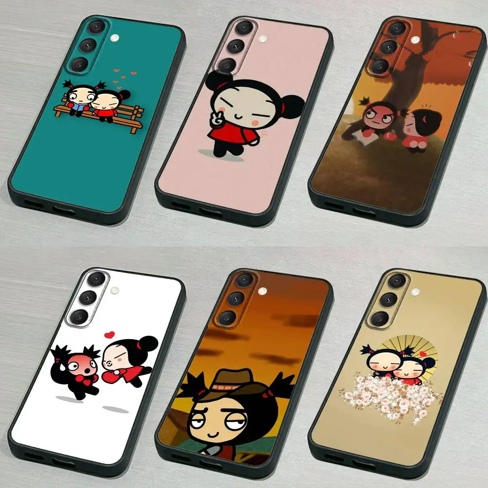 

Pucca-A Cartoon G-Garu-U Phone Case For Samsung S 25,24,23,22,30,21,10,9,Ultra,Plus,Lite,FE,4,5G Black Soft Case