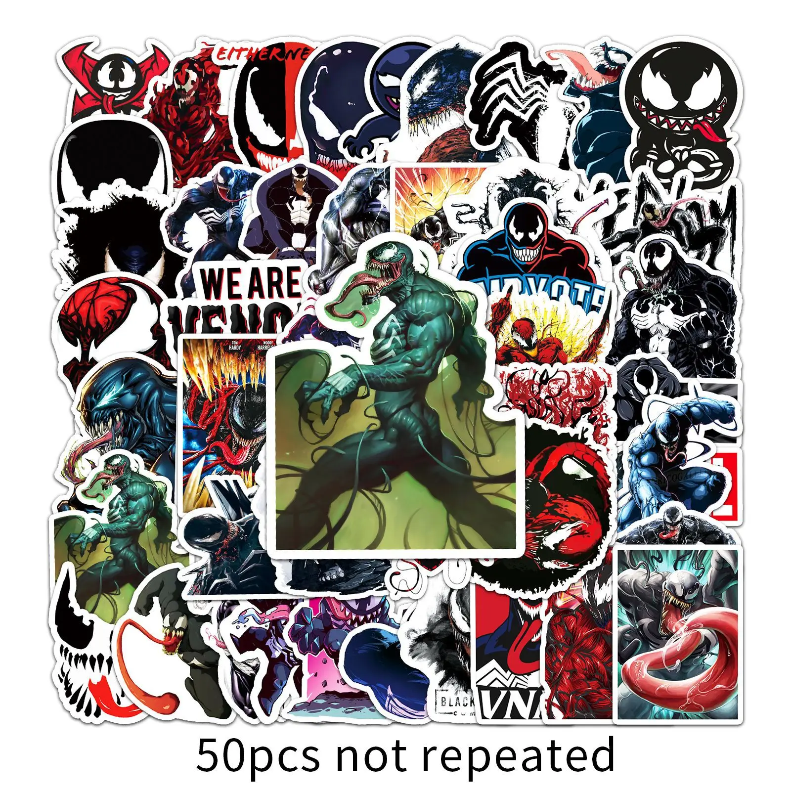 New 50  Marvel  Venom cartoon anime stickers laptop thermos mobile phone electric scooter helmet stickers