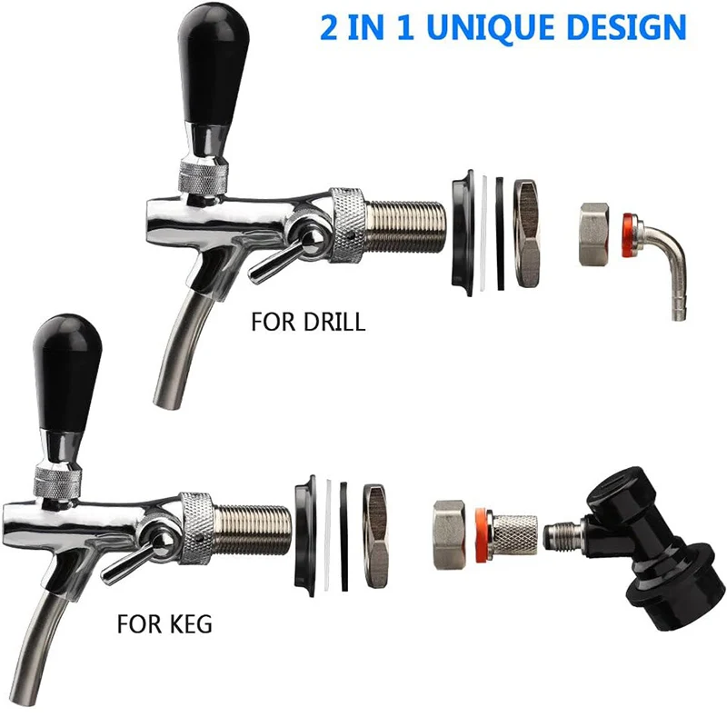 Beer Faucet Adjustable Beer Tap With Liquid Ball Lock Disconnect Beer Dispenser Wall Fridge Install Beer Keg Tap For Homebrew