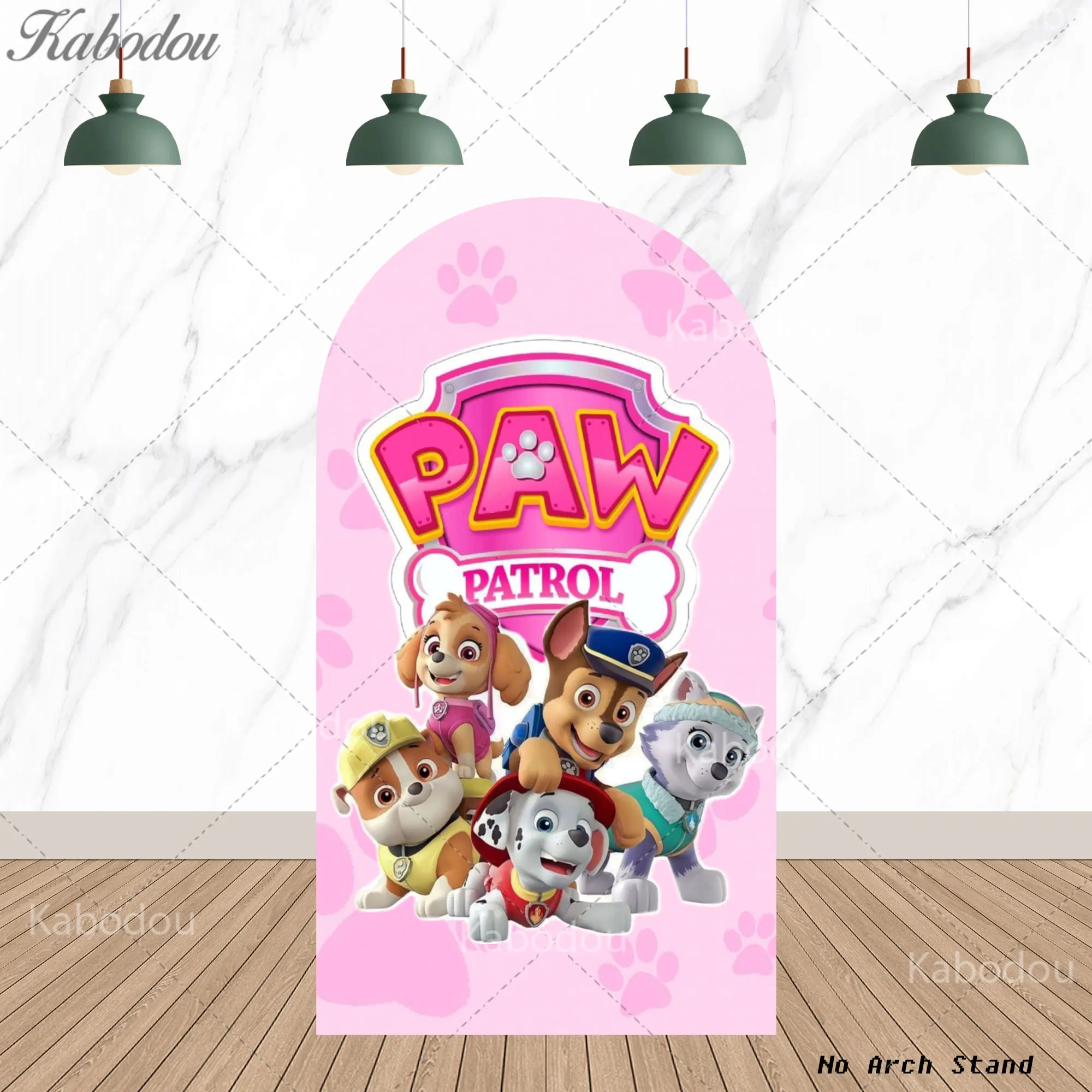 Paw Patrol Arch Backdrop Party Decorations Cover Kids Girls Favorite Birthday Baby Shower Banner Skye Photo Pink Background Wall