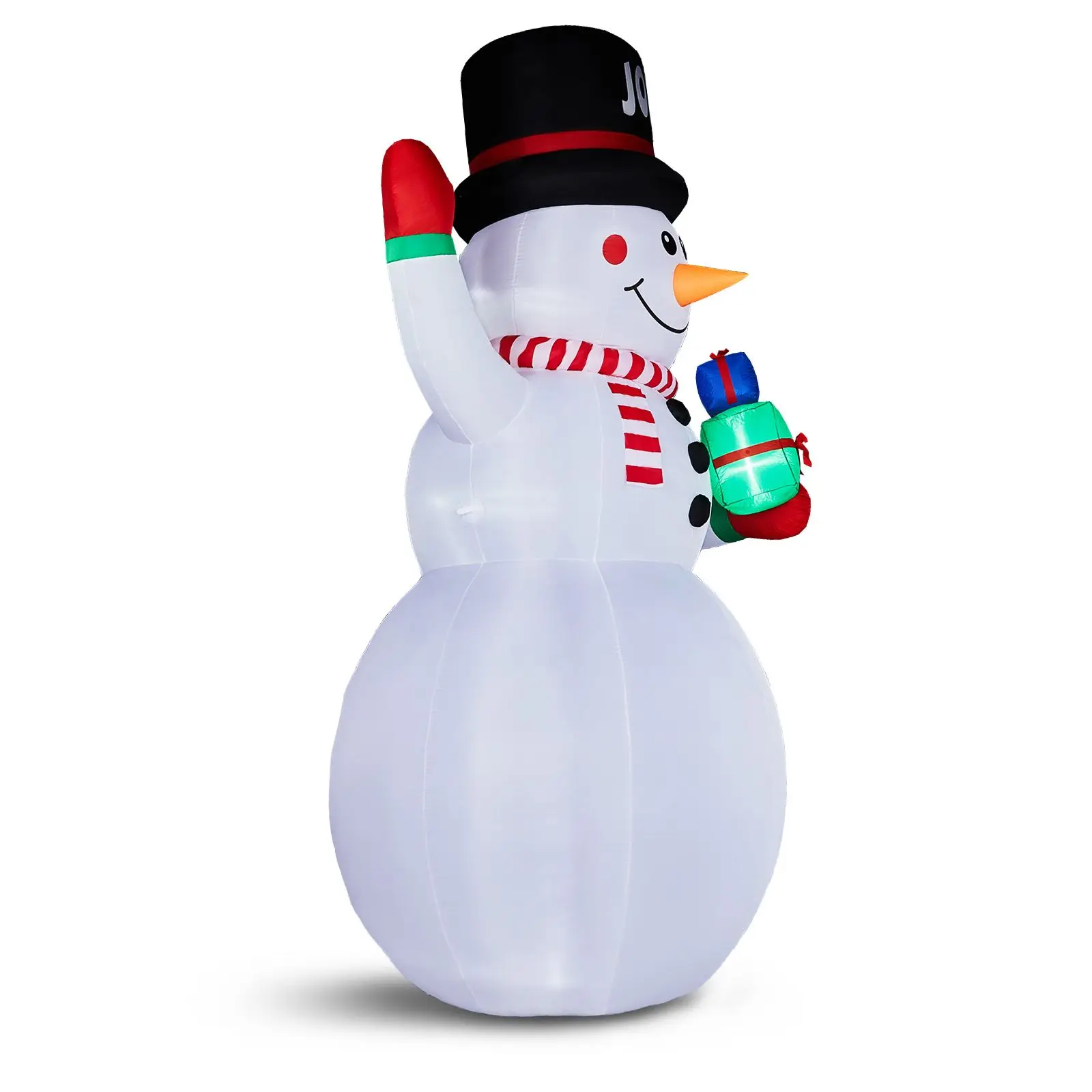12FT Tall Lighted Christmas Inflatable Decoration, Giant Snowman Holding Gift Boxes, Funny Blow Up Yard with Built-in LED for