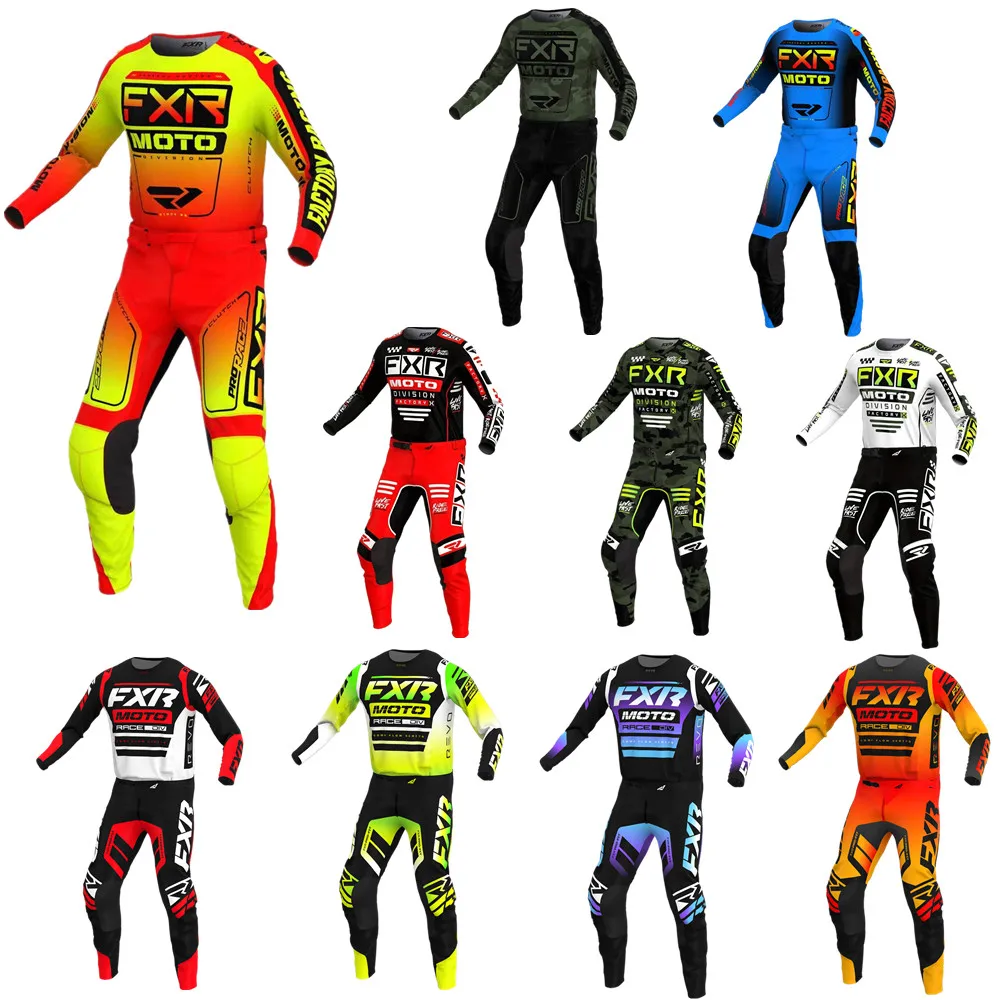 2024 FXR Helium Black Red Moto Jersey Set Off Road Motorcycle Race Wear Dirt Bike Motocross Gear Set Moto Suit