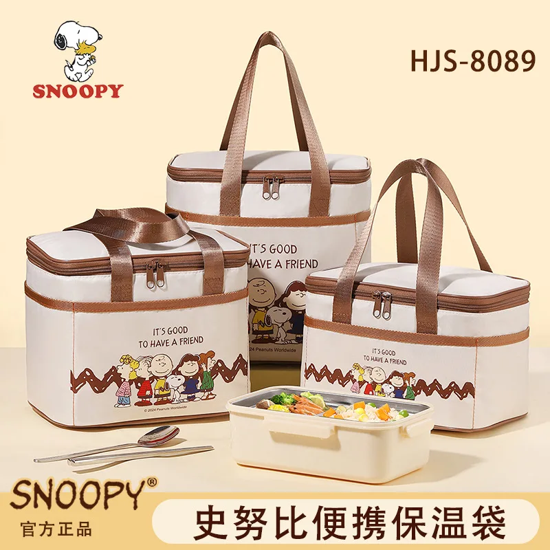 Snoopy Handheld Insulated Lunch Bag Thick Aluminum Foil Thermal Food Tote Bag for Work Camping Outdoor Meal Storage Pouch