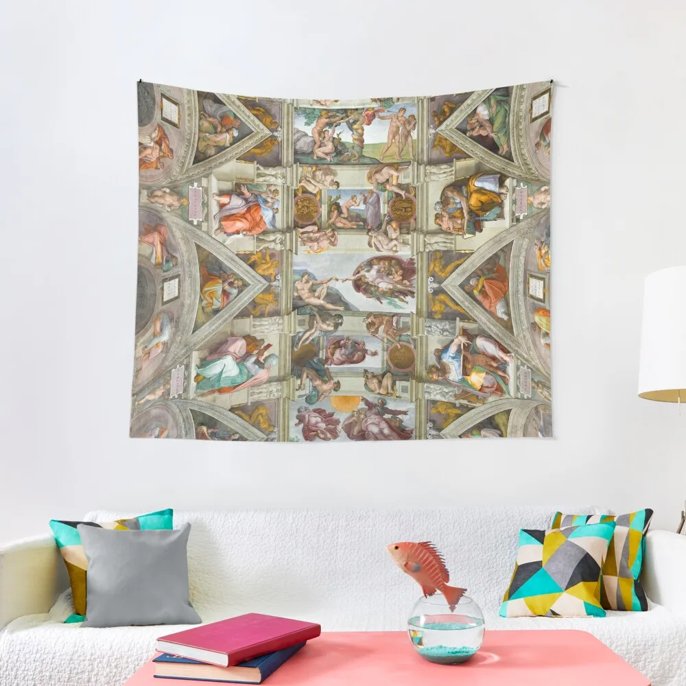 Michelangelo - The Sistine Chapel Tapestry Hanging Wall Aesthetics For Room Bed Room Decoration Tapestry