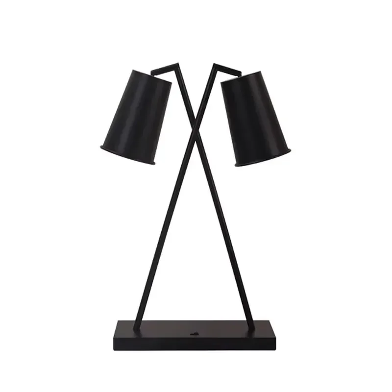 Hot Selling Double Head Large Table Lamps for Queen Hotel Room Black Bedside Lamp Lobby Tall Table Lamps