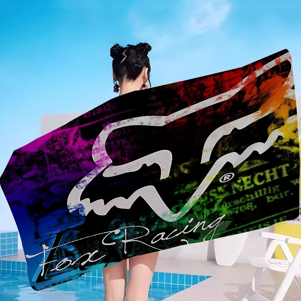F-FOX Logo Racing Badetuch Mikrofaser weich wasserabsorbierend atmungsaktiv für Mädchen Kinder dekoratives Cartoon-Strandtuch