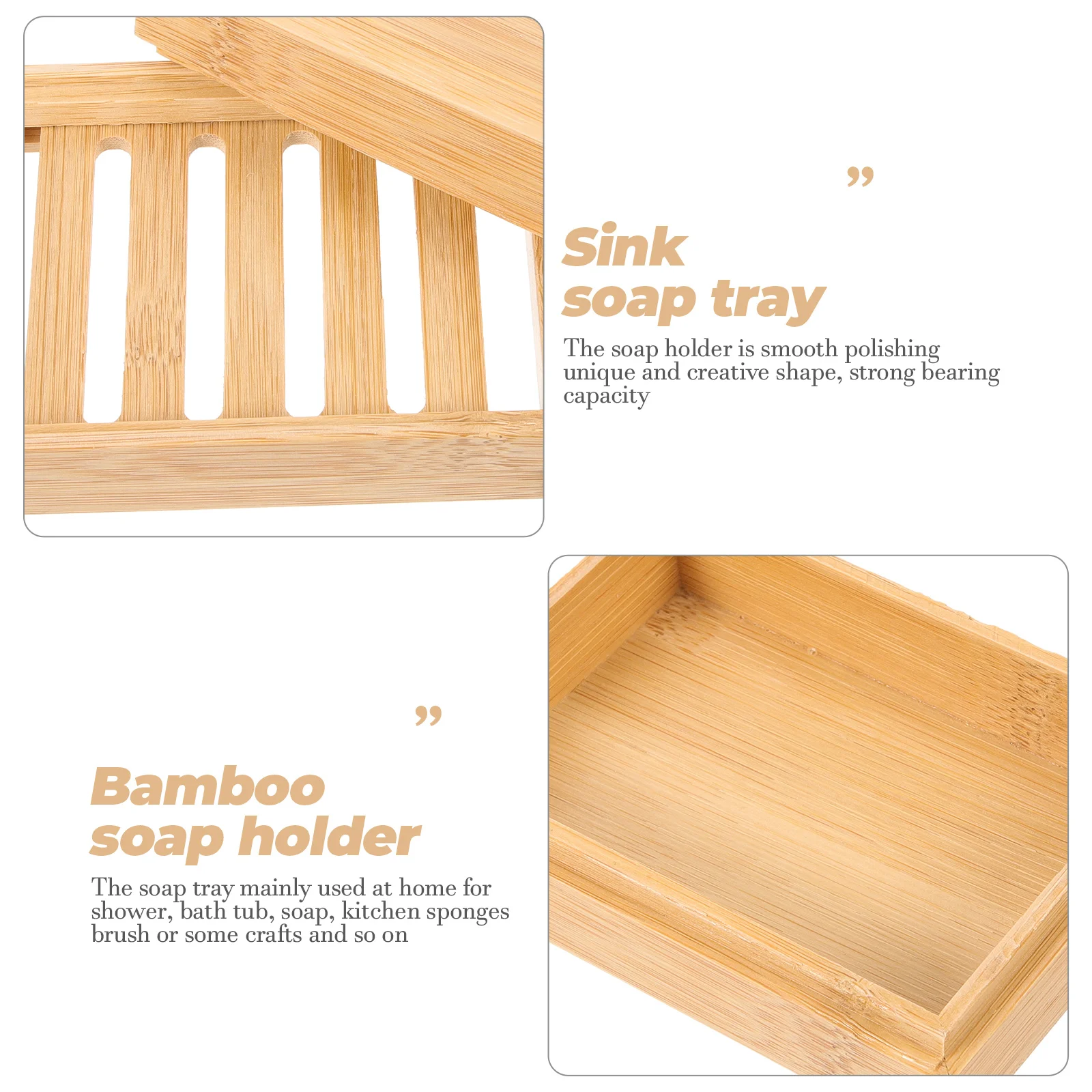 

Bamboo Soap Dish Holder Draining Tray Storage Rack for Bathroom Sink Shower Bath Tools Accessories Reusable