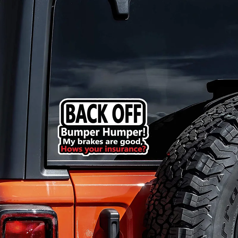 ملصقات سيارات من الفينيل "BACK OFF Bumper Humper" ذات رسائل تحذيرية مضحكة، مقاس 15 × 9.5 سم، ملصق خارجي متين للزجاج الأمامي الخلفي #2