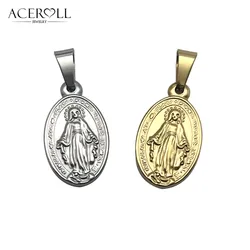 ACEROLL Stainless Steel Catholic Pendant of Miraculous Medal For Christian Virgin Mary