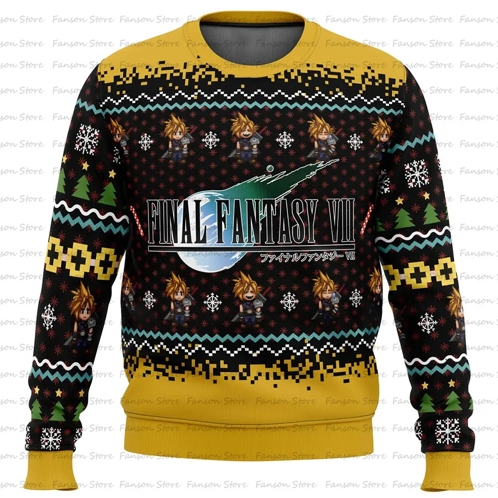 Final Fantasy 7 VII FF7 Ugly Christmas Sweater Cartoon Anime Women Men Pullover Tops 2025 New Fashion Couple Hoodie Sweatshirt