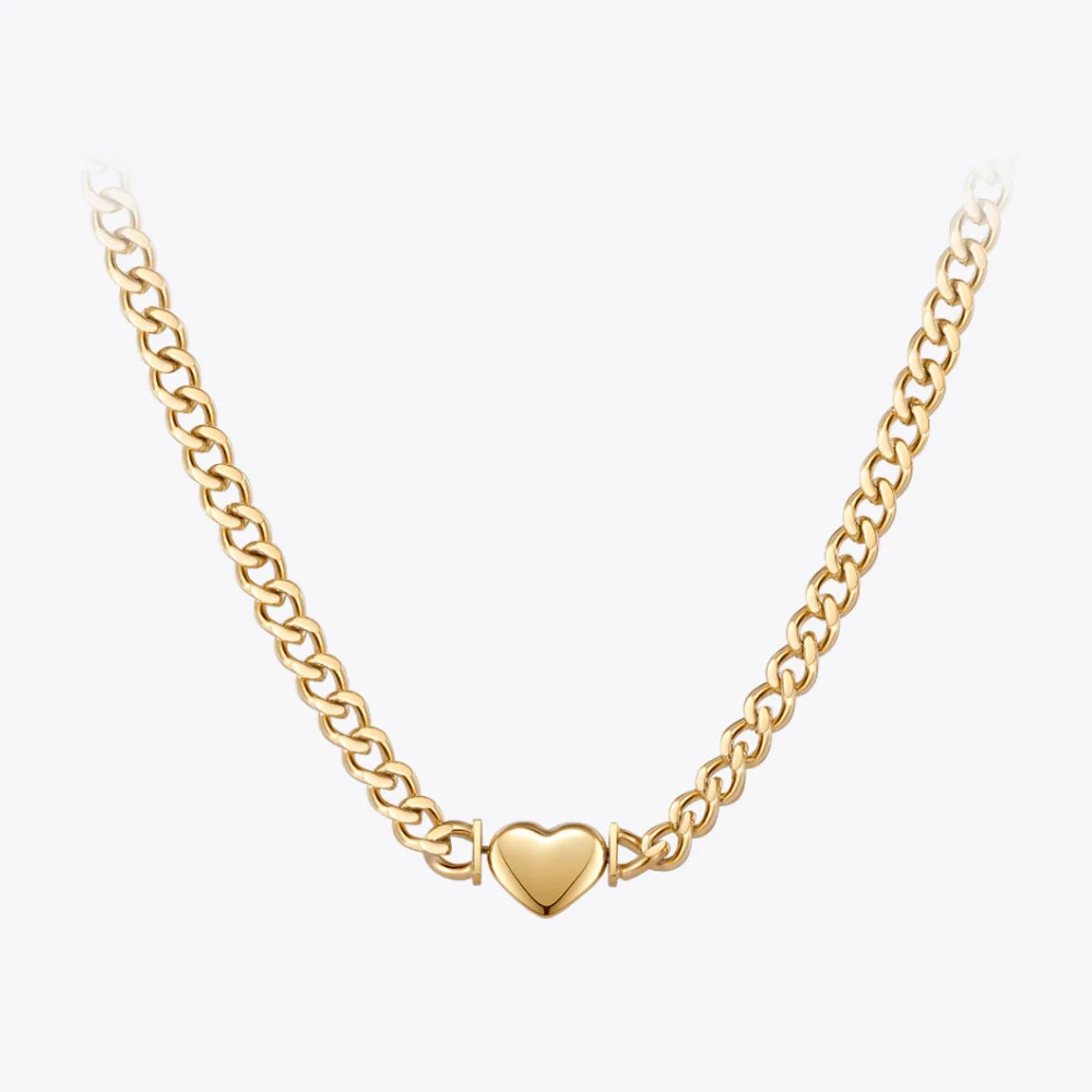 ENFASHION Valentine Heart Necklace For Women Gold Color Necklaces Stainless Steel Jewelry Emo Choker Collares Para Mujer P213274