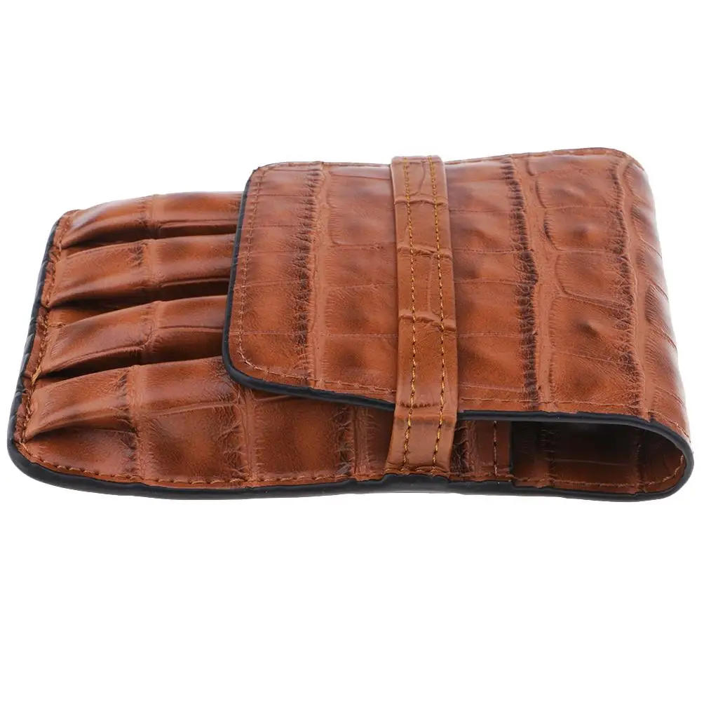 

Leather Fountain Pen Pouch Case Pen Bag Pack for Gift Pen Bag 4 Pens Brown