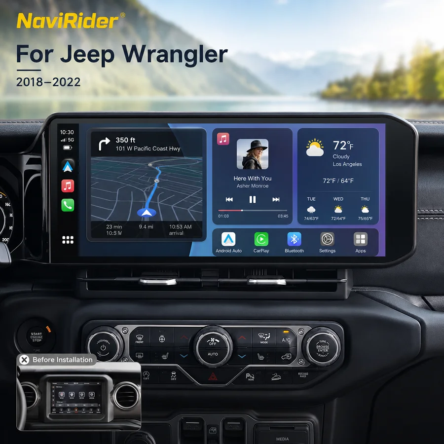 15 Inch Android 15 Car Radio For Jeep Wrangler 2018-2022 GPS 4G Navigation Multimedia Player Wireless CarPlay Head Unit Stereo