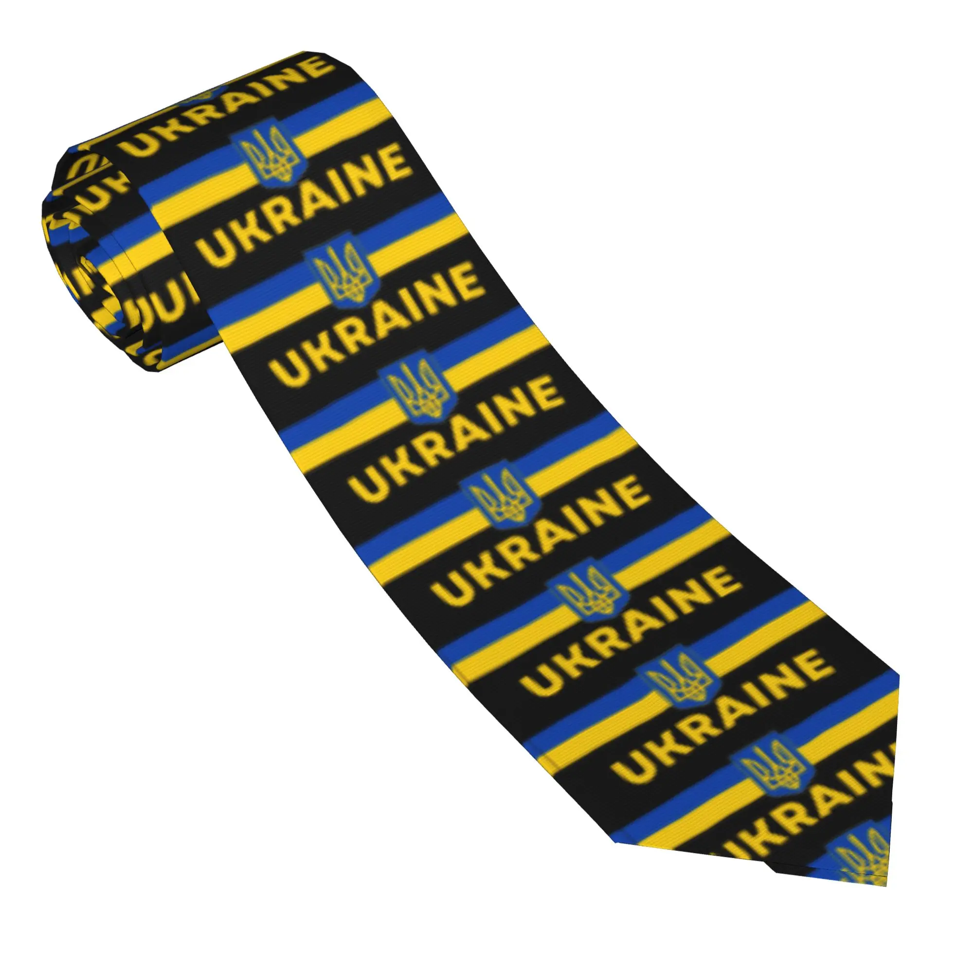Men's Tie Ukrainian Coat Of Arms Neck Ties Ukraine Flag Casual Collar Tie Custom Daily Wear Party Quality Necktie Accessories