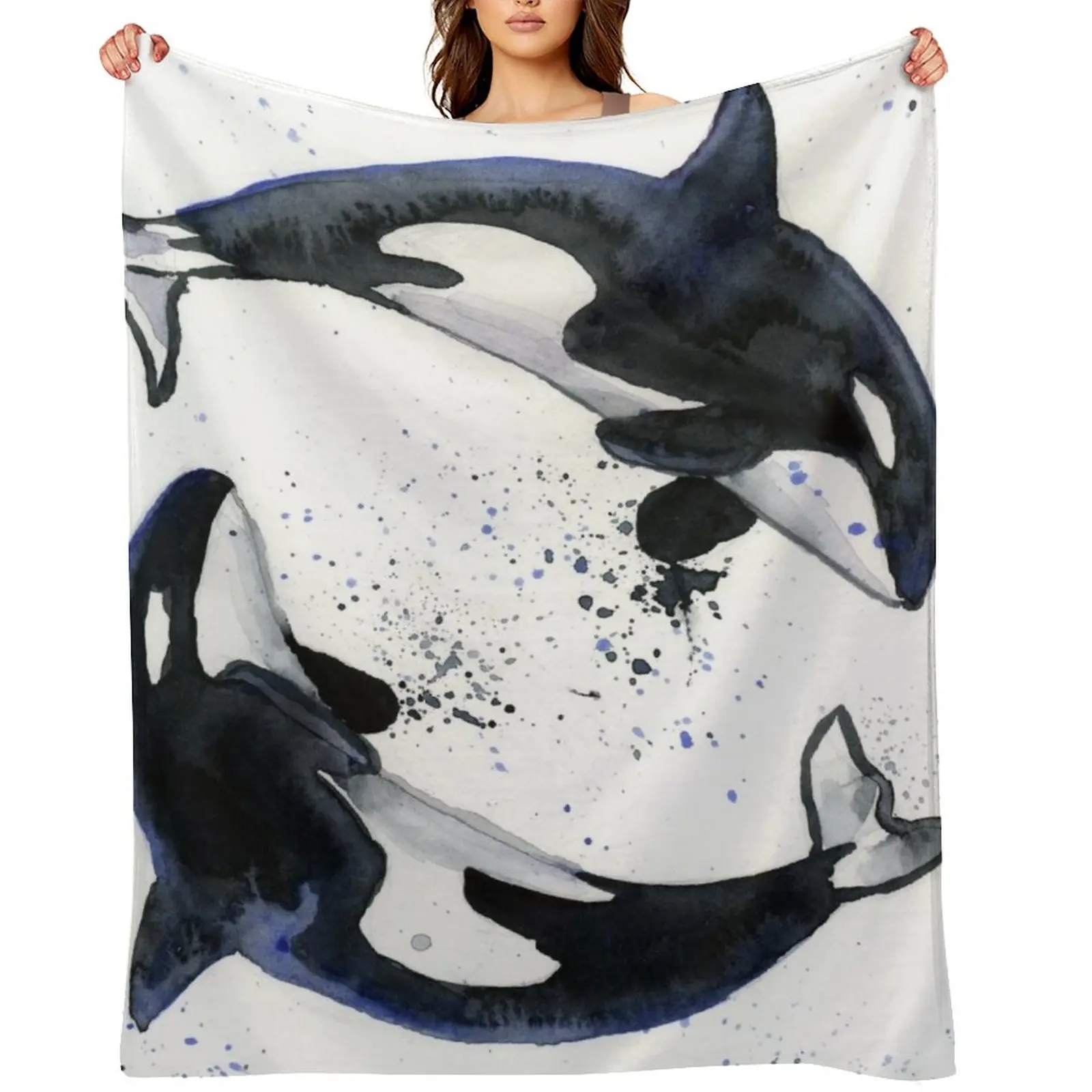 

Orcas Throw Blanket Large Personalized Gift Flannels warm for winter Blankets