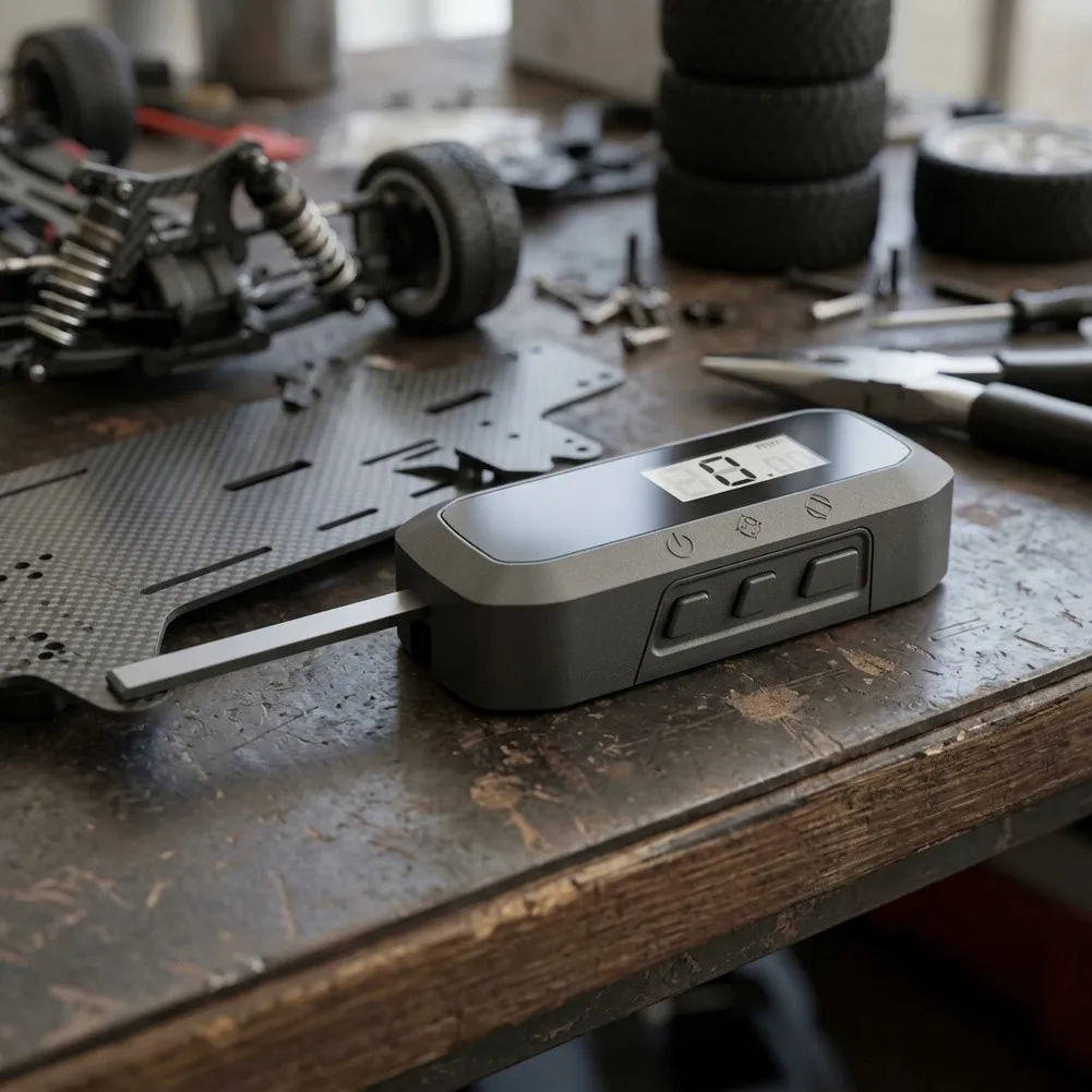 Digital RC Ride Height Tool Featuring ABS Plastic Construction Silicone Buttons and Internal PCB Circuit Board