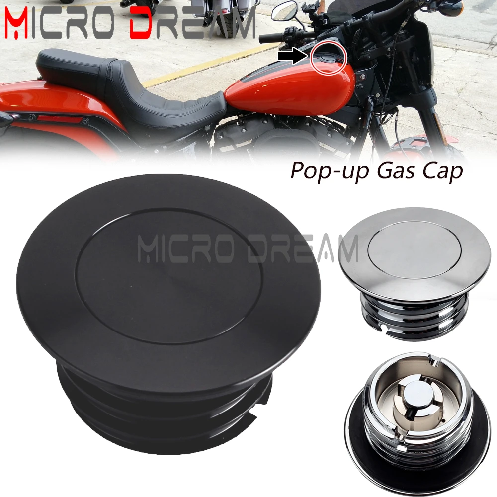 Motorcycle Vented Low-Profile Gas Oil Tank Cover Flush Mount Fuel Cap For Harley Softail Street Bob FXBB FXBR FXBRS FXST 2018-22