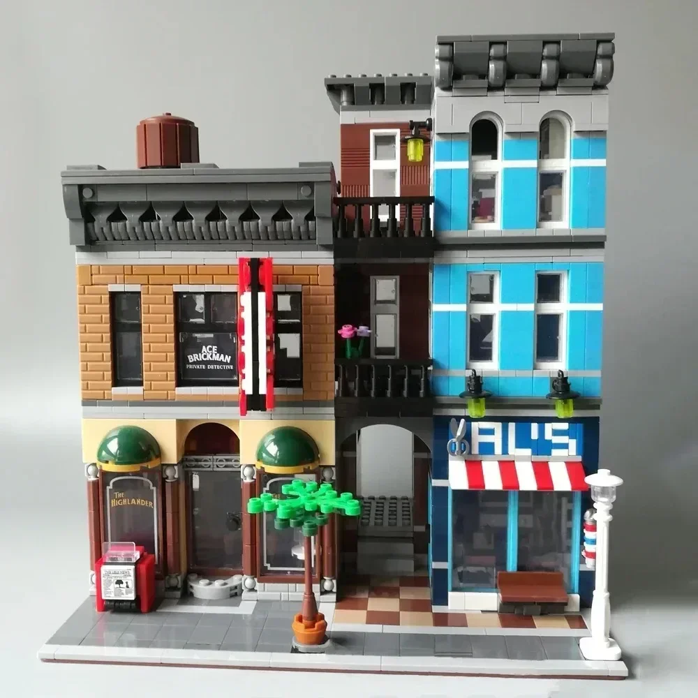 Creatoring Expert Brick Bank Cafe Corner Model MOC Street View House Building Blocks Toys Pet Book Shop Town Hall Downtown Diner