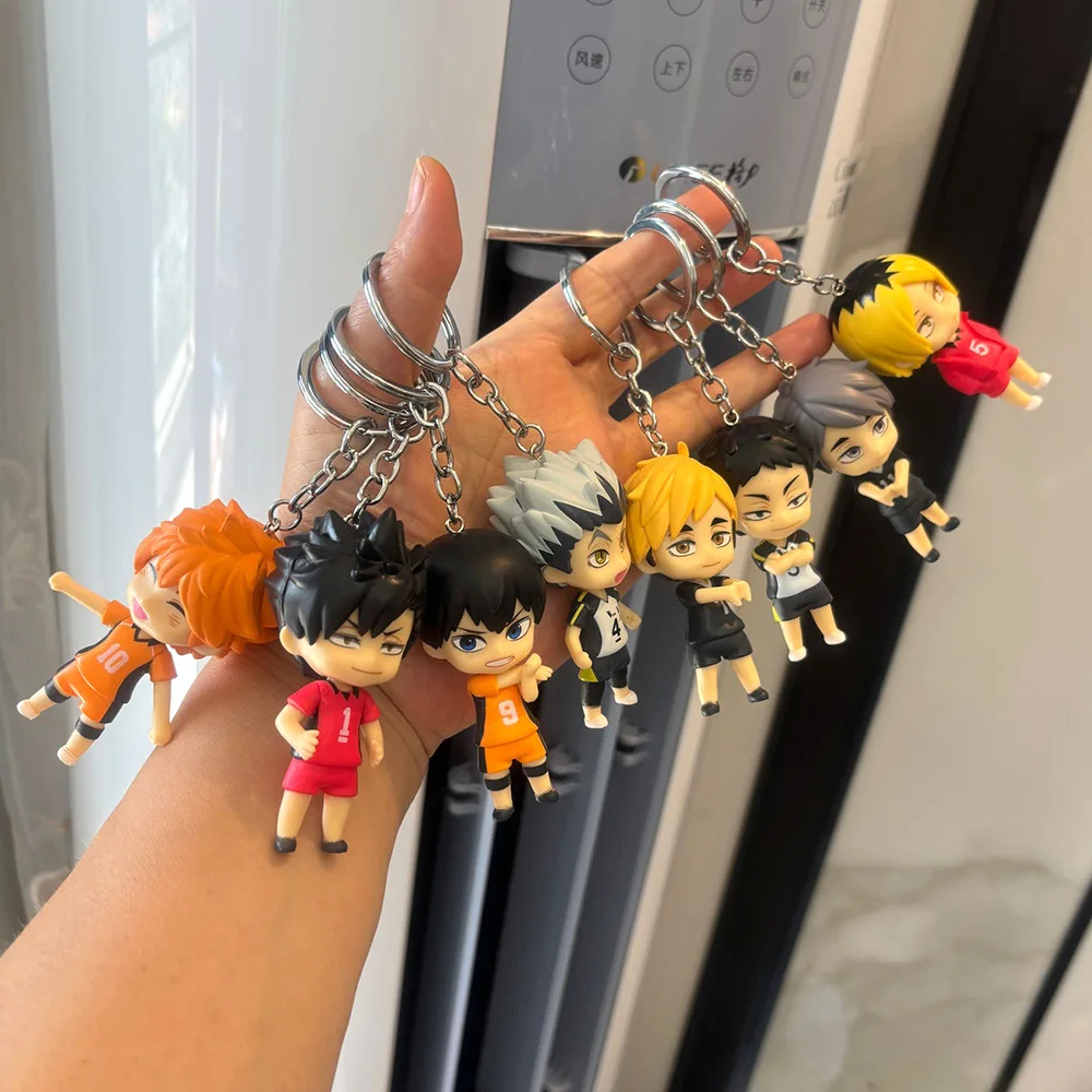 

8 шт./компл. аниме Haikyu!! Фигурка брелок Kenma Kozume Shoyo Hinata Q версия сумка кулон волейбол юниоры кукла брелок игрушки подарок