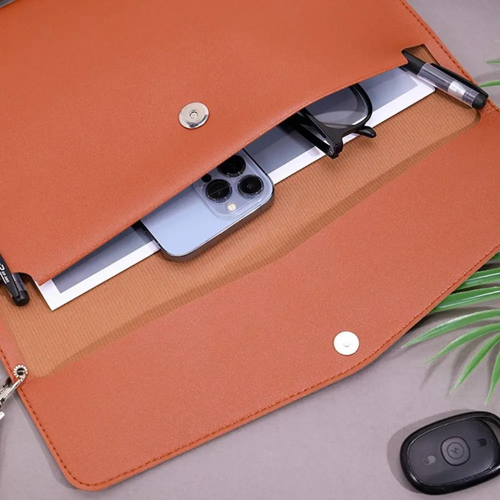 Leather Leather Document Pouch A4 A5 Large Capacity Leather File Folder With Handle File Organizer Pouch School Office