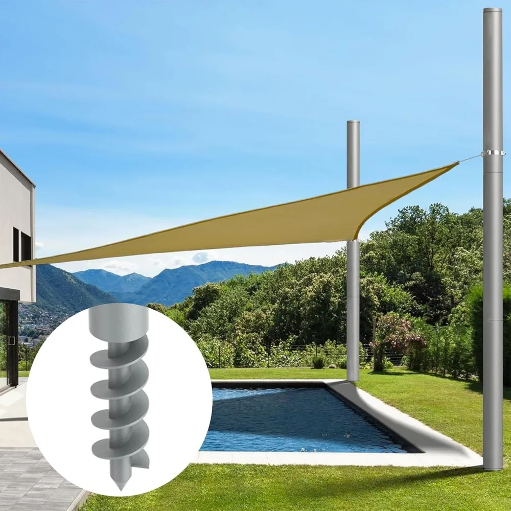 

Shade Sail Poles, 12Ft Sun Shade Sail Poles with Spiral Drill Bit, Heavy Duty Shade Sail Post with D-Clamp for Garden Yard Backy