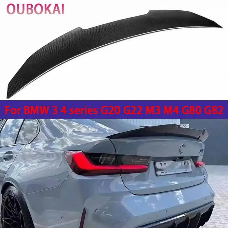 For BMW 3 4 series G20 G22 M3 M4 G80 G82 Carbon Fiber Tail fins Rear Spoiler Duckbill Car Wing Retrofit the rear wing body kit